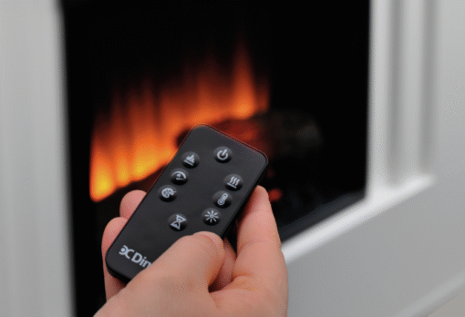 Portland 23 - klasyczny biały kominek z obudową i płomieniem Optiflame® - obrazek 4